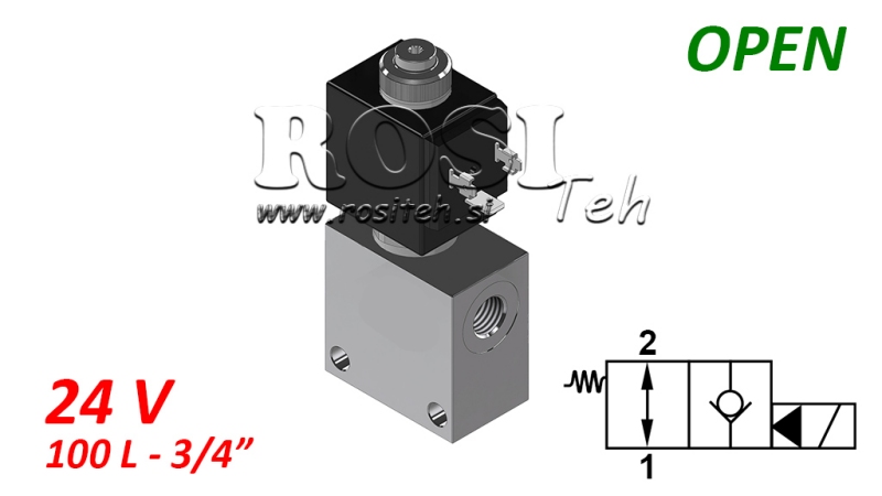 ELECTROVANNE A CLAPET 2/2 NORMALEMENT OUVERTE 3/4