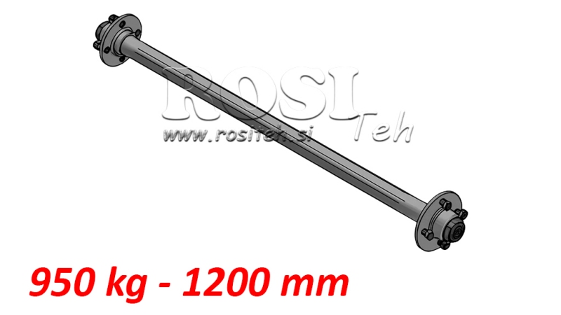 ESSIEU POUR REMORQUE 950 KG SANS FREIN (1200 MM)