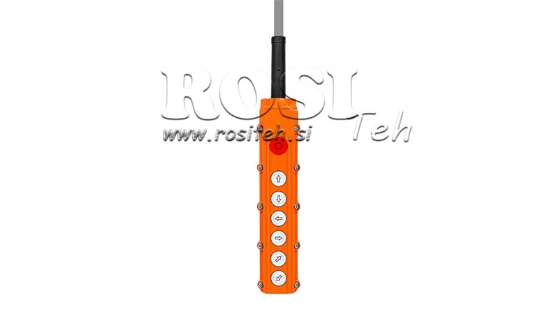 BOITIER DE COMMANDE SUSPENDU 6 BOUTONS + INTERRUPTEUR D'URGENCE (DANS UN BOÎTIER AVEC CÂBLE)