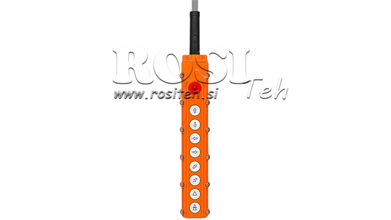 BOITIER DE COMMANDE SUSPENDU 8 BOUTONS + INTERRUPTEUR D'URGENCE (DANS UN BOÎTIER AVEC CÂBLE)