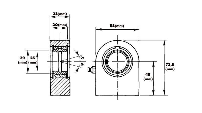 roulement à souder plat avec lubrification fi 25/55