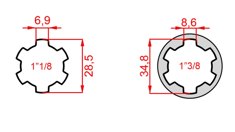 ADAPTATEUR CARDAN AVEC GOUPILLE DE 1-3/8 À 1-1/8 (150 mm)