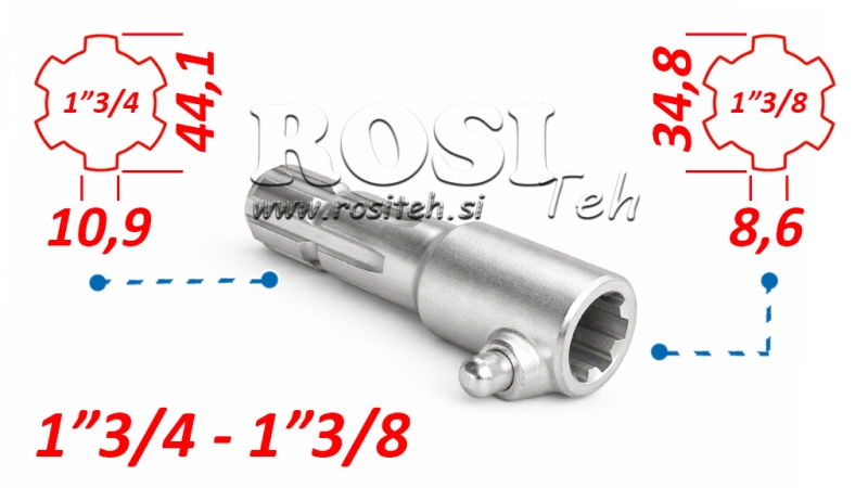 ADAPTATEUR CARDAN AVEC GOUPILLE DE 1-3/8 À 1-3/4 (165 mm)