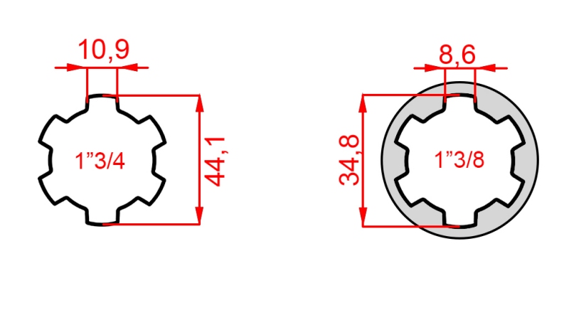 ADAPTATEUR CARDAN AVEC GOUPILLE DE 1-3/8 À 1-3/4 (165 mm)