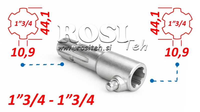 ADAPTATEUR CARDAN AVEC GOUPILLE DE 1-3/4 À 1-3/4 (165 mm)