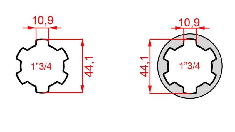 ADAPTATEUR CARDAN AVEC GOUPILLE DE 1-3/4 À 1-3/4 (165 mm)
