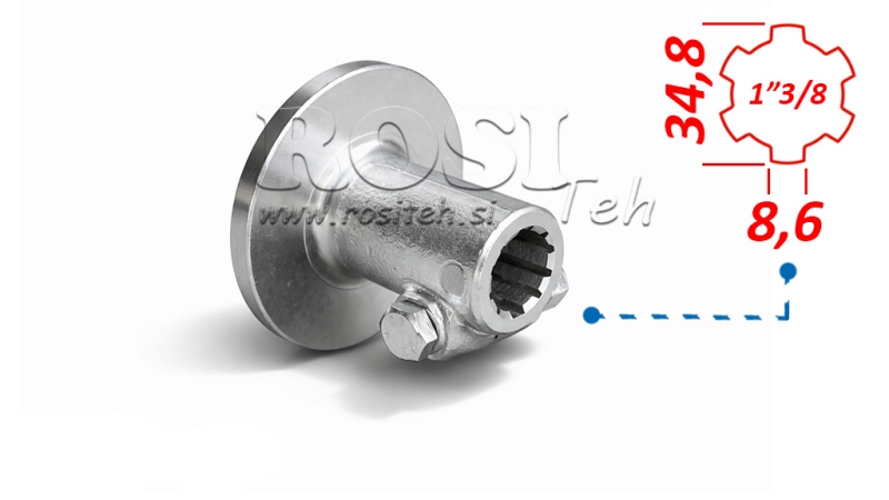 ADAPTATEUR CARDAN AVEC BRIDE ET GOUPILLE 1-3/8 (80 mm)