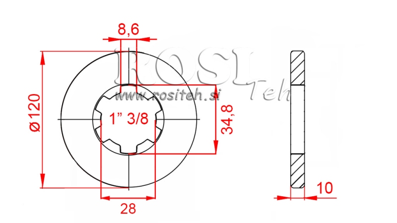 ADAPTATEUR CARDAN AVEC BRIDE ET GOUPILLE 1-3/8 (80 mm)