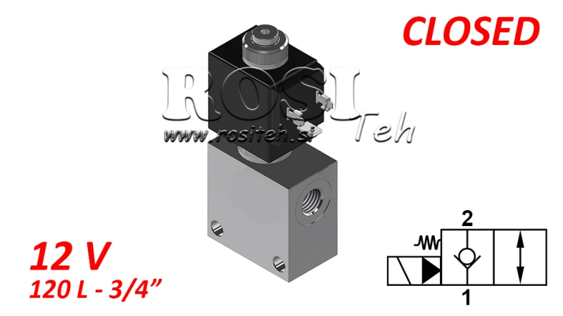 2 potni ventil 3/4 (NC) 12V - 120lit