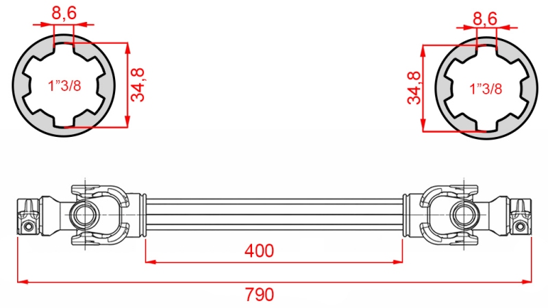 ARBRE À CARDAN ECO 790mm 35-60HP STANDARD