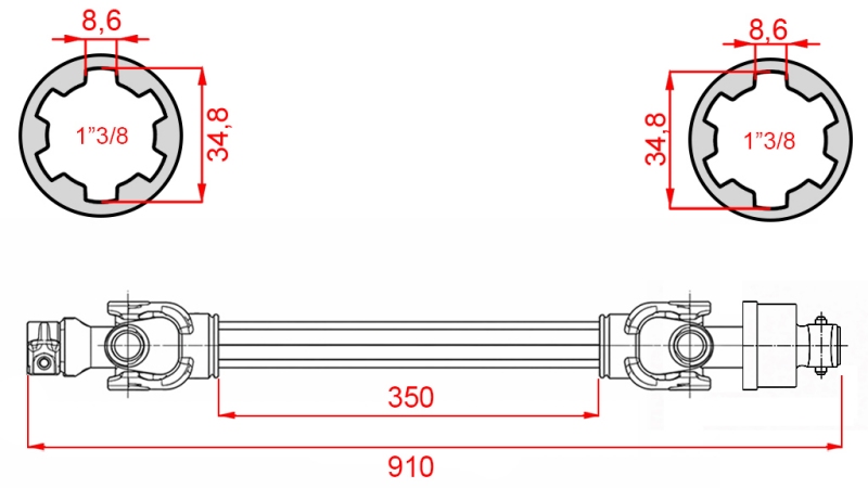 ARBRE À CARDAN ECO 910mm 30-75HP AVEC ROUE LIBRE