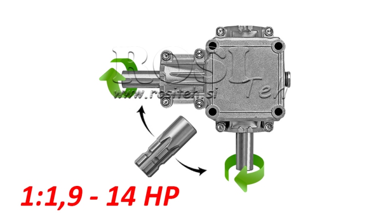 BOÎTE DE VITESSE ANGLE P.T.O 1:1.9 (14HP-10KW)