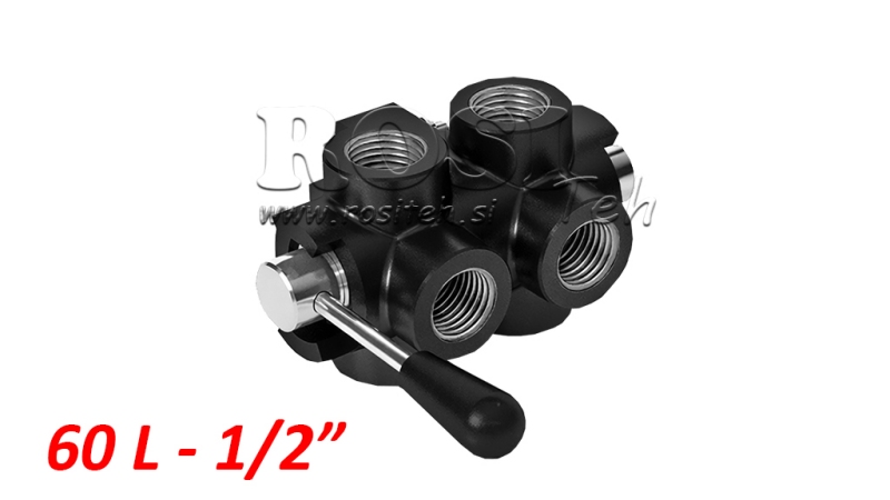 ROBINET A BOISSEAU CYLINDRIQUE 6 VOIES -DEVIATEUR- G1/2 - 60L/MIN