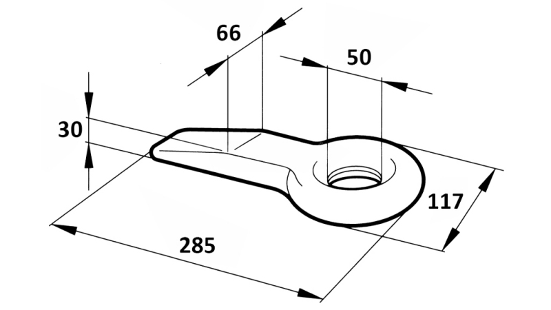 ATTELAGE FIXE FI50 66X30 L285 - 14000KG/2000KG
