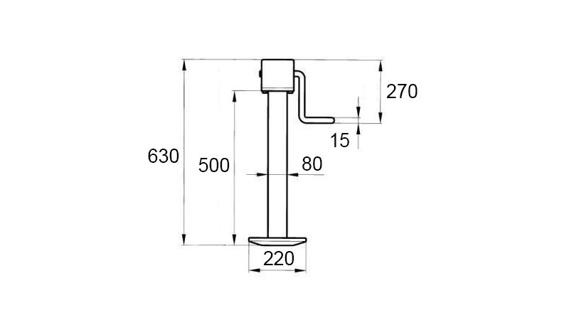 NAVOJNA PODPORNA NOGA (VIŠINA 630 mm - HOD 350 mm) - 1.800 kg