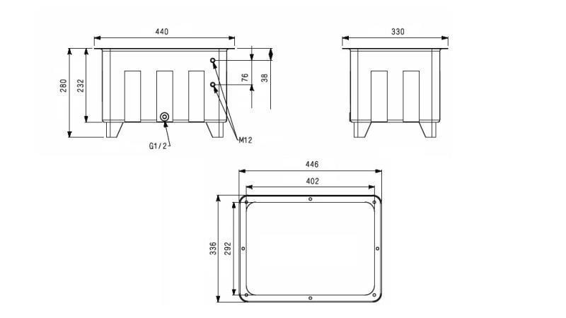 RÉSERVOIR POUR AGRÉGAT HYDRAULIQUE TYPE MPN 25 LIT - dimensions