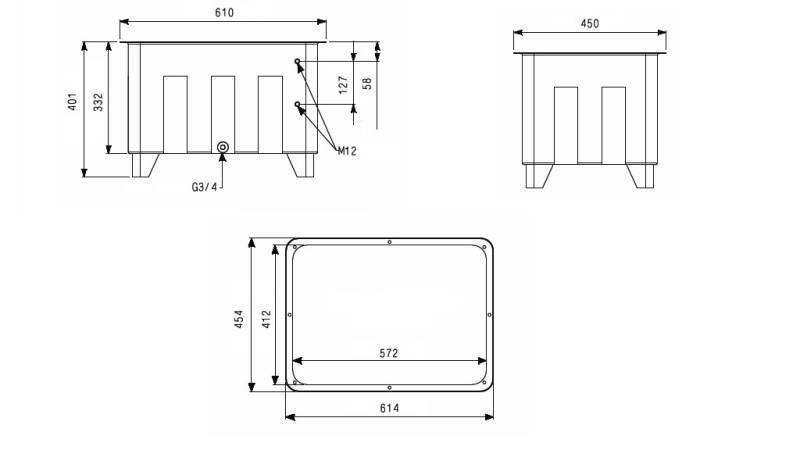 RÉSERVOIR POUR AGRÉGAT HYDRAULIQUE TYPE MPN 70 LIT - dimensions