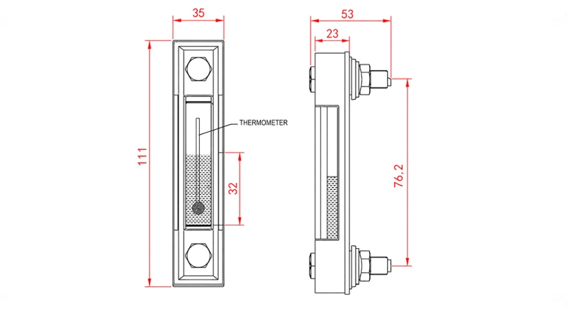 ÉCHELLE DE MESURE DE TEMPÉRATURE PETITE M10 - 76MM
