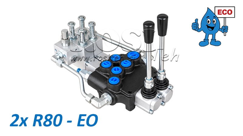 HIDRAVLIČNI ELEKTRO-ROČNI VENTIL (brez tuljav) – RAZVODNIK 2-SEKCIJSKI 2xR80-EO ECO