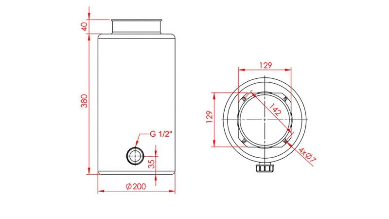 RÉSERVOIR MÉTALLIQUE ROND PP 12 LITRES HORIZONTAL-VERTICAL