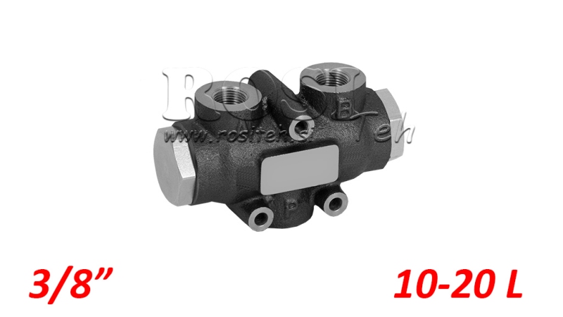 DIVISEUR DE DEBIT HYDRAULIQUE 50/50 - V01003 , DE 10 A 20 L/MIN - G3/8 - 250 BAR (MAX.300 BAR) V-EQ20