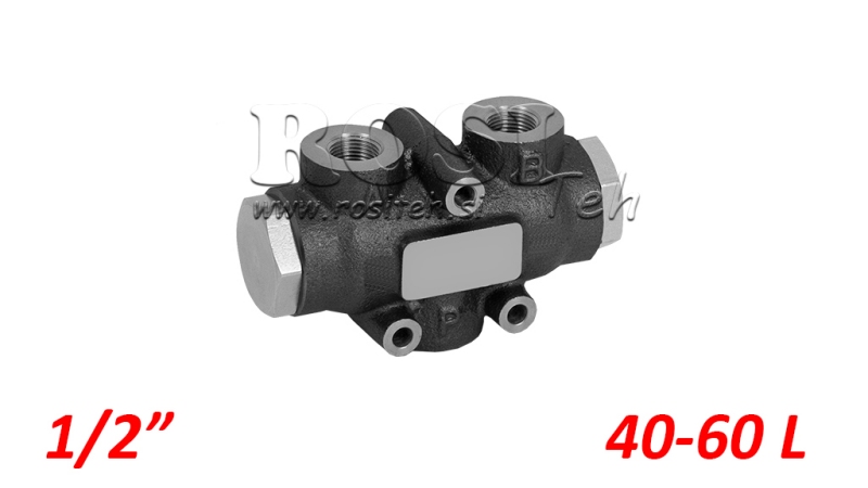 DIVISEUR DE DEBIT HYDRAULIQUE 50/50 - V01006 , DE 40 A 60 L/MIN - G1/2 - 250 BAR (MAX.300 BAR) V-EQ30