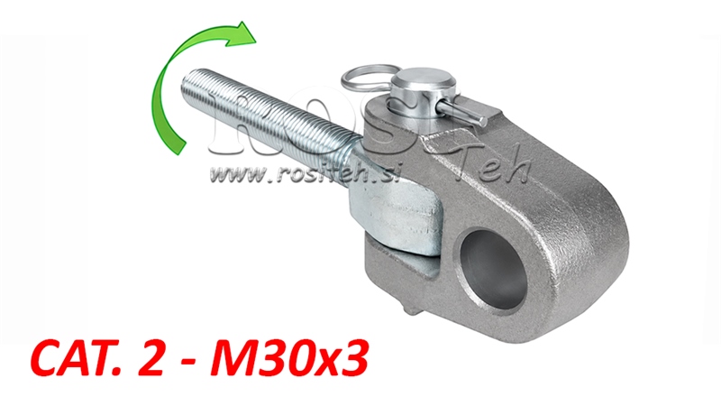 GOUPILLE FILETEE SPECIALE POUR BARRE DE POUSSEE/ 3ÈME POINT - CAT. 2 - M30X3