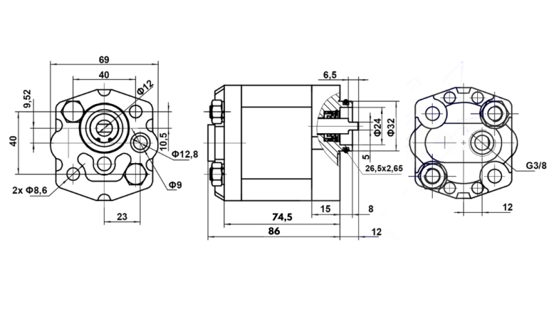 POMPE HYDRAULIQUE 10C2,7X302 2,7 CM³ – SENS HORAIRE