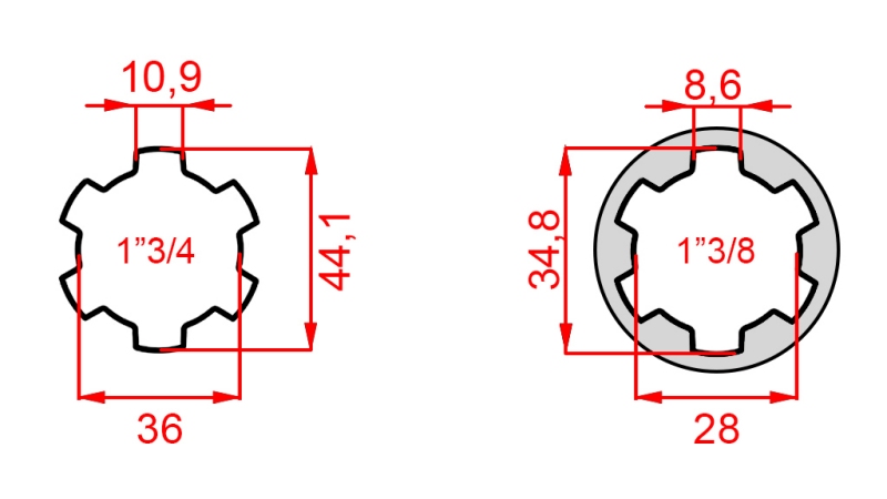 KARDANSKI NASTAVEK iz 1-3/8 na 1-3/4 (150 mm)