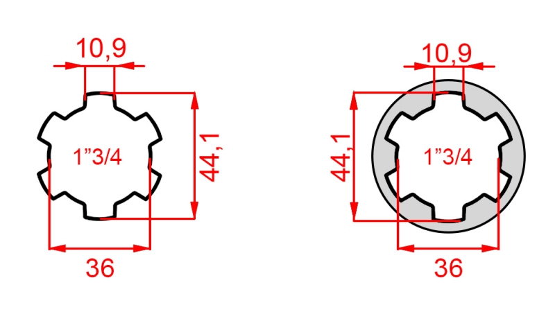 ADAPTATEUR CARDAN DE 1-3/4 À 1-3/4 (165 mm)