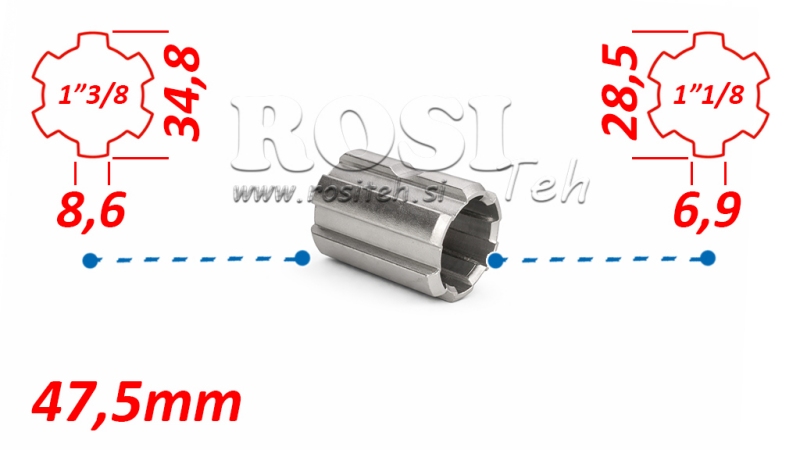 KARDANSKI NASTAVEK ADAPTER iz 1-1/8 na 1-3/8 (47,5 mm)