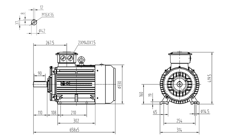 11KW-MOTEUR ÉLECTRIQUE Y3 160M1-2_2930RPM 3PHASE PATTES-B3