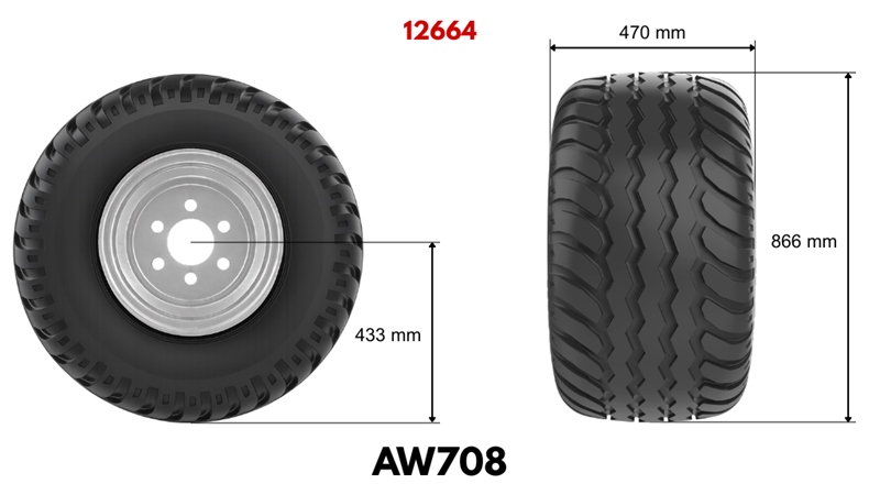 19.0/45-17 PNEUMATIQUE AW708 14PL AVEC JANTE 16,00X17