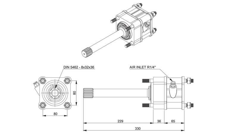 Dimensions SORTIE POUR POMPE HYDRAULIQUE - MAN