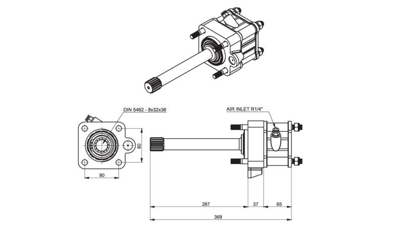 Dimensions SORTIE POUR POMPE HYDRAULIQUE - MAN ROTERDAR