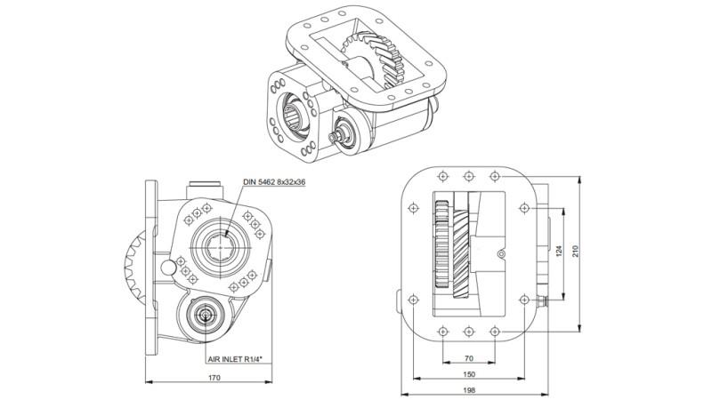 Dimensions DE SORTIE POUR POMPE HYDRAULIQUE - SCANIA GRS 900