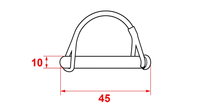 CLIPS / GOUPILLE DE SECURITE SEMI-CIRCULAIRES Φ 10/45 MM (5PCS)