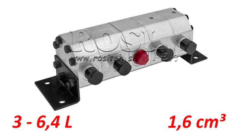 DIVISEUR DE DÉBIT HYDRAULIQUE VOLUMETRIQUE (À ENGRENAGE) - 4x1 (3-6.4 LIT - MAX.240BAR)- 1.6CC