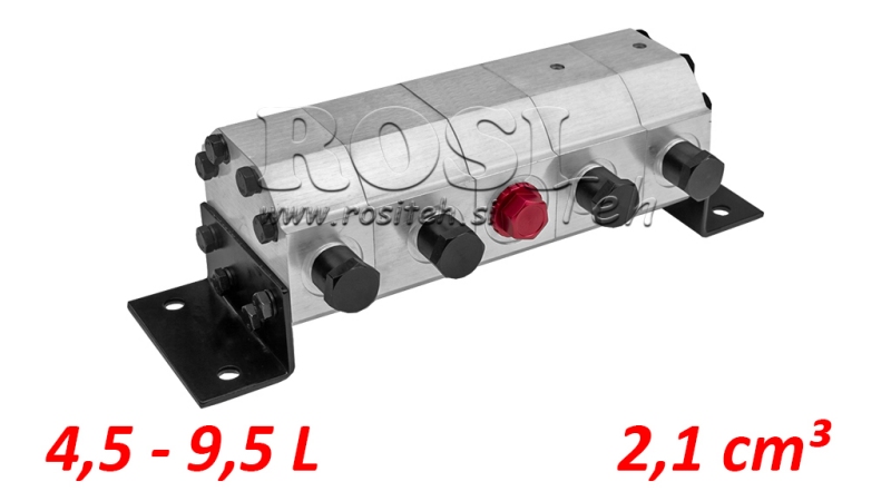 DIVISEUR DE DÉBIT HYDRAULIQUE VOLUMETRIQUE (À ENGRENAGE) - 4x1 (4.5-9.5LIT - MAX.240BAR)- 2.1CC