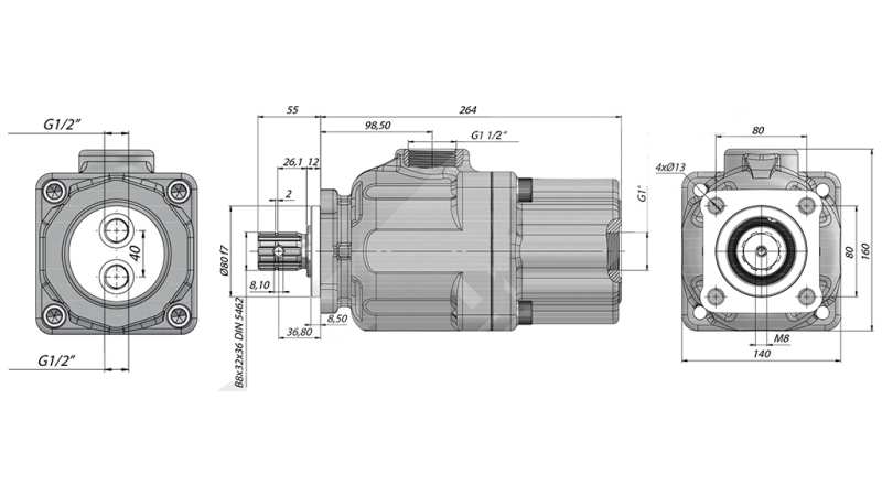 POMPE HYDRAULIQUE A PISTON - TANDEM 50+50CC