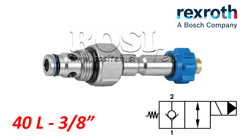 CARTOUCHE 2/2 A CLAPET NORMALEMENT FERME, REXROTH G3/8- 40-L/MIN-SANS BOBINE