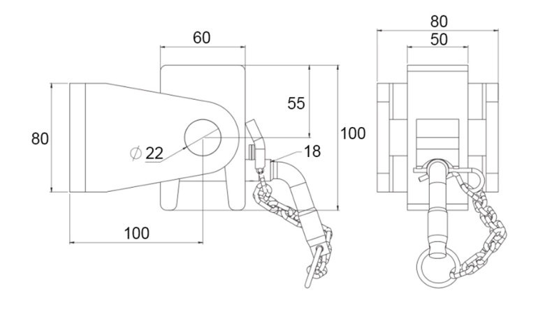 SUPPORT DE BENNE BASCULANTE 60x80 - TYPE FOURCHE - ECO