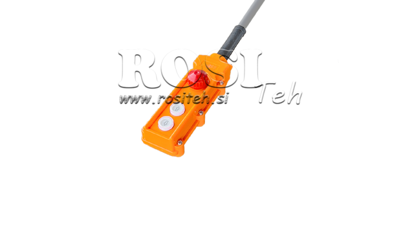 ENSEMBLE DE TÉLÉCOMMANDE 2 BOUTONS + ARRÊT D'URGENCE EN BOÎTE AVEC CÂBLE