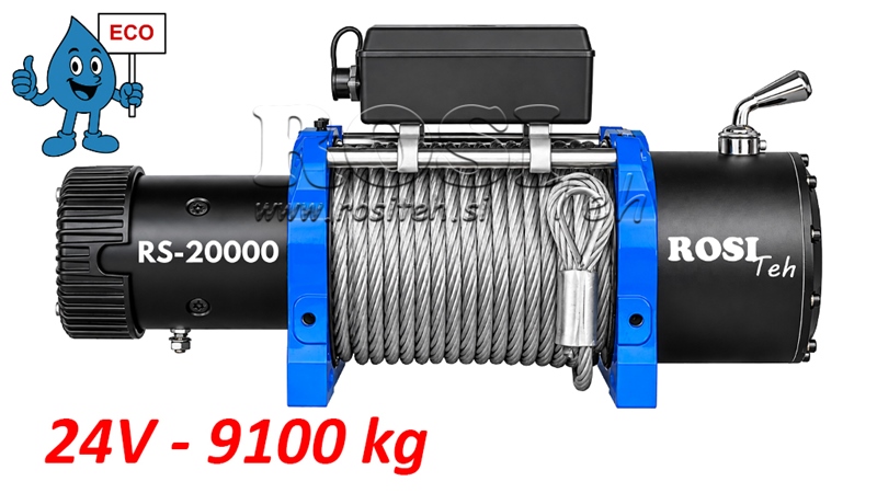 24 V TREUIL ÉLECTRIQUE RS-20000 - 9100 KG - CÂBLE EN ACIER - ECO