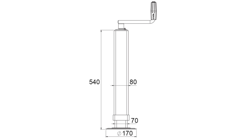 NAVOJNA PODPORNA NOGA (VIŠINA 540 mm - HOD 380 mm) - 1.200 kg