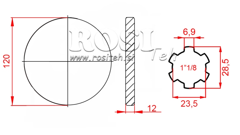 ADAPTATEUR CARDAN AVEC BRIDE 1-1/8 (120 mm)