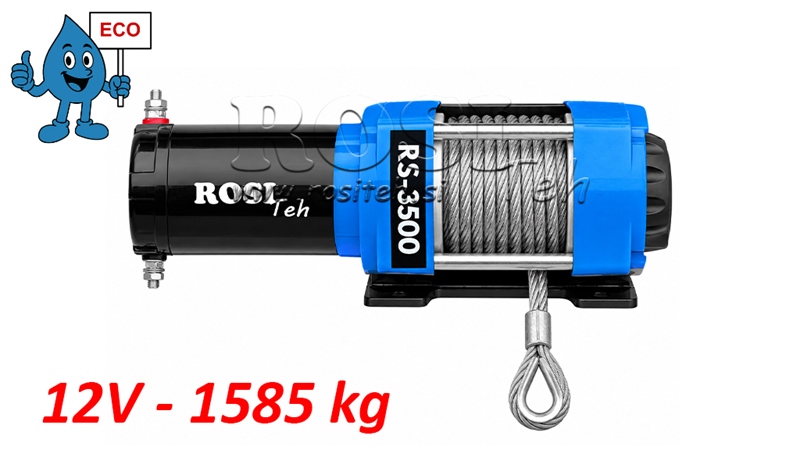 12 V TREUIL ÉLECTRIQUE RS-3500 - 1585 KG - CÂBLE EN ACIER - ECO