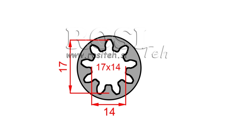 ADAPTATEUR CARDAN BAGUE 17x14 (9 CANNELURES) (40 mm)