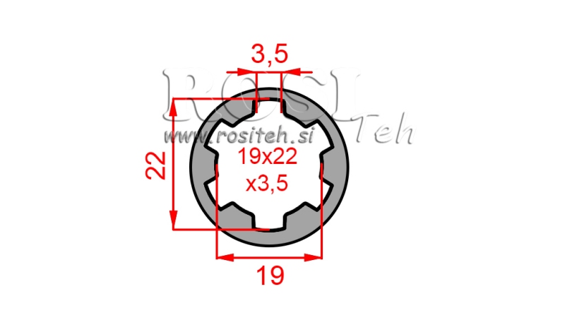 ADAPTATEUR CARDAN BAGUE 19x22x3,5 (10 CANNELURES) (40 mm)