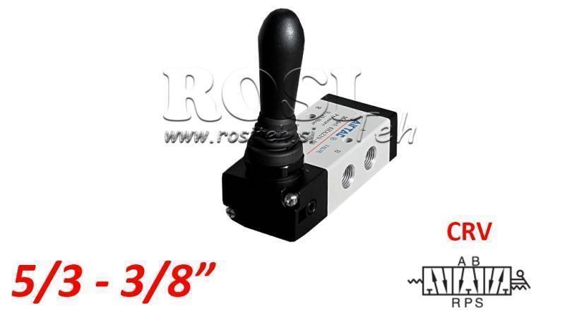 VANNE MANUELLE PNEUMATIQUE 5/3 3/8 PRT-1053-CRV RETOUR AVEC RESSORT